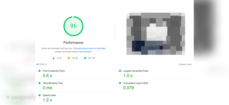 google pagespeed performance