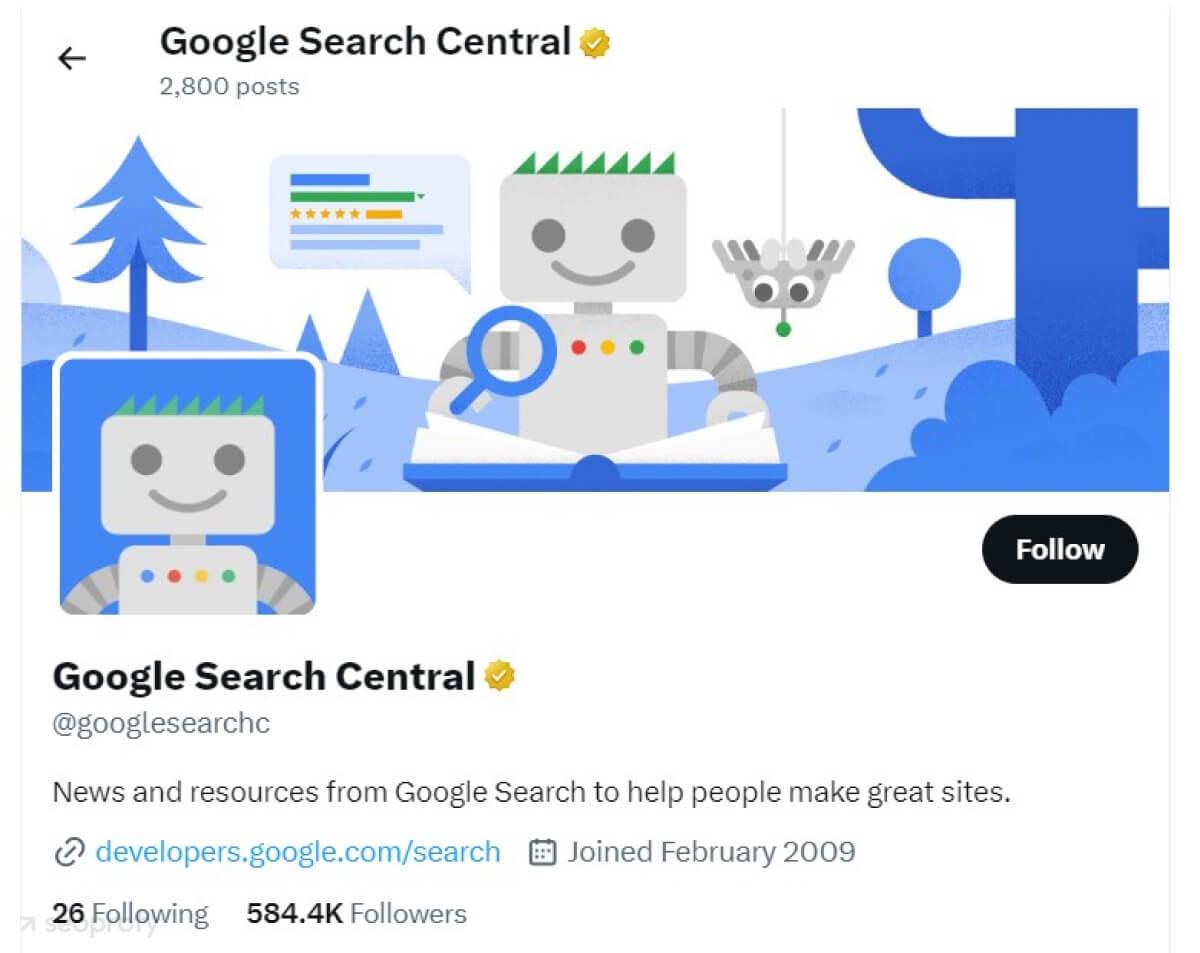 Google Search Central X profile