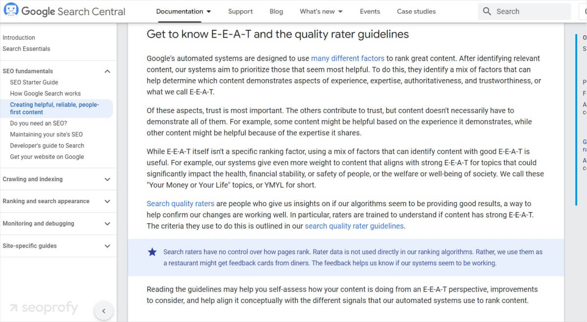 Google’s guidelines EEAT
