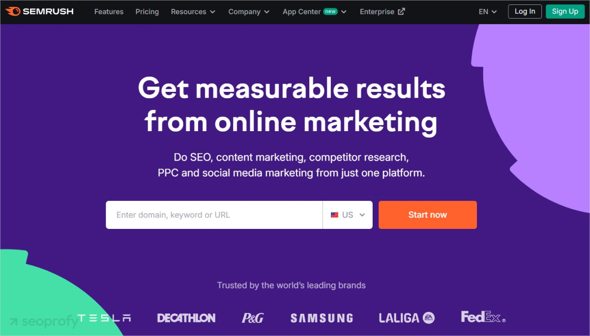 Semrush for comprehensive SEO & content strategy