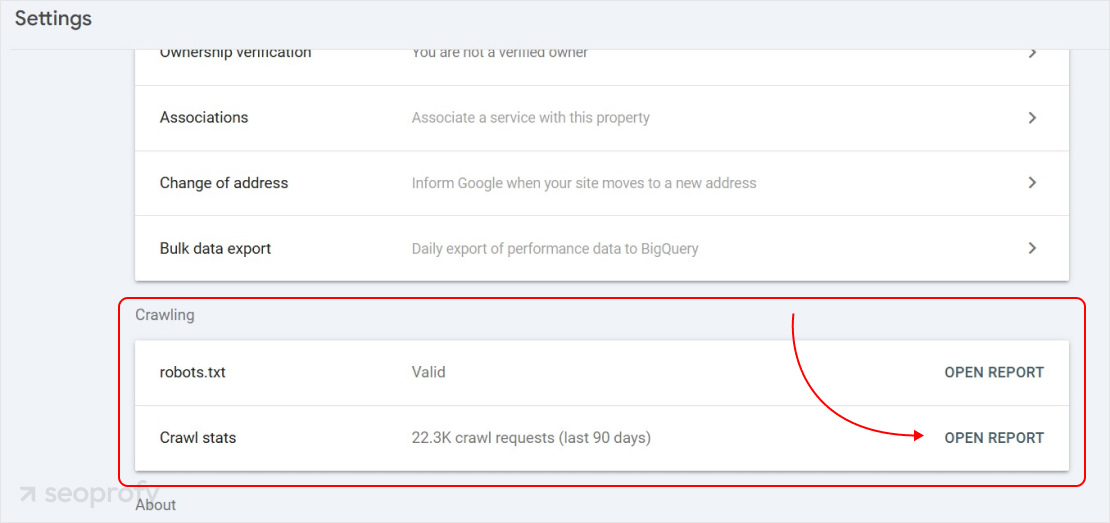 Crawl Stats report google search console