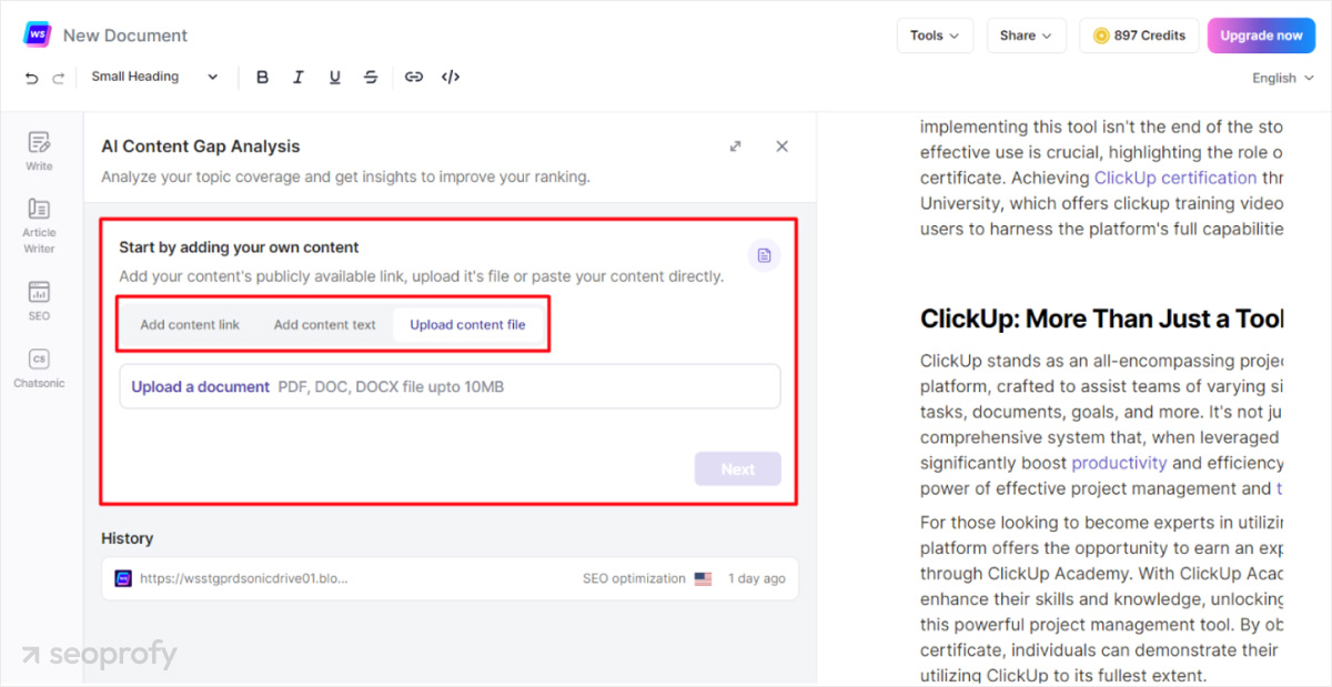 Perform Content Gap Analysis