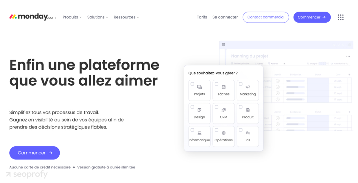 French version of the site with different text and design