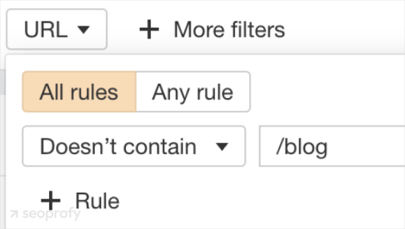 Use filters for keyword rankings in positions