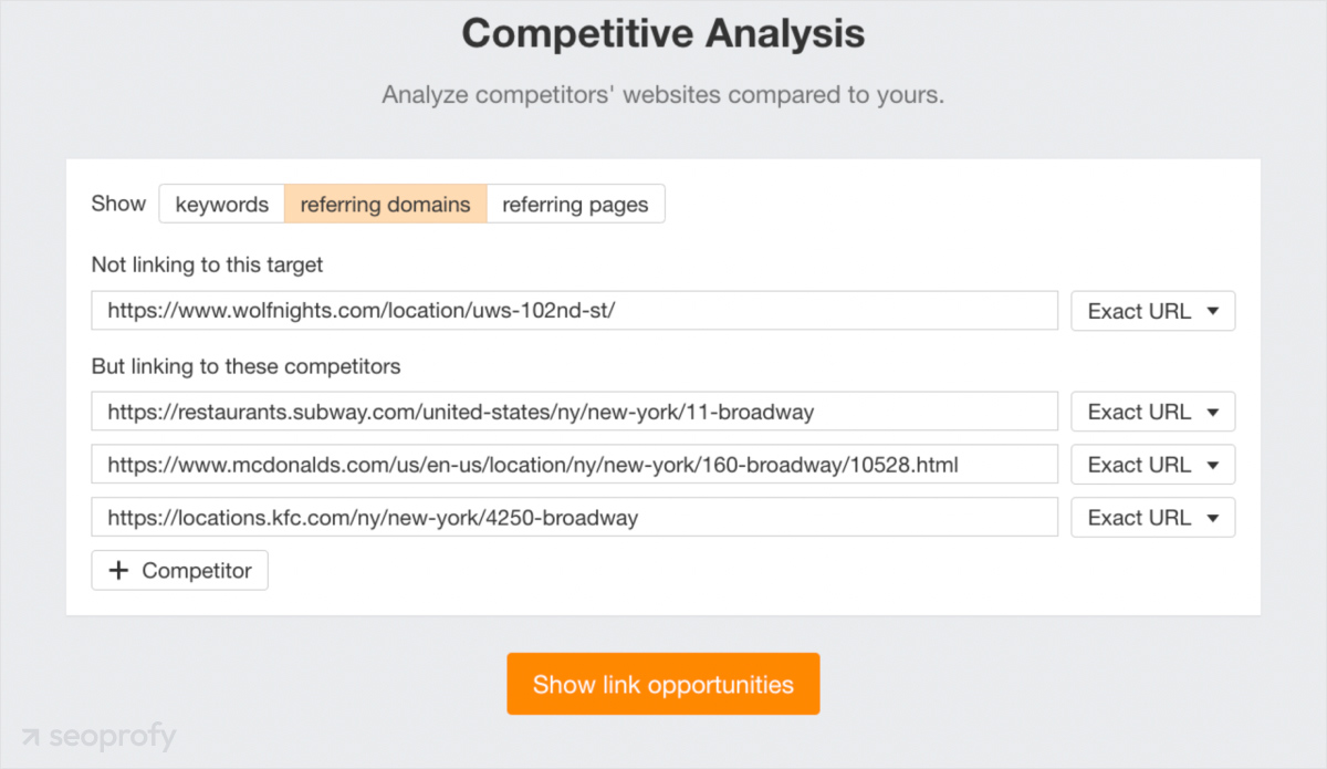 Competitive Analysis by referring domains