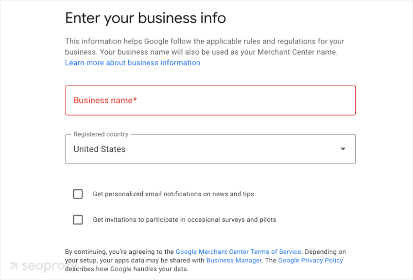 Enter your official business name