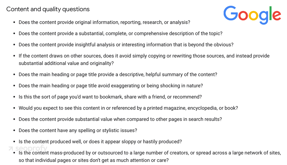Follow Google’s Content Guidelines