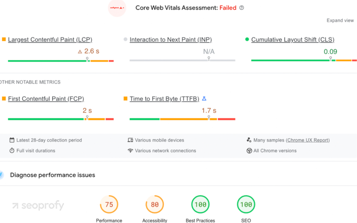 Technical SEO Audits in PageSpeed Insights