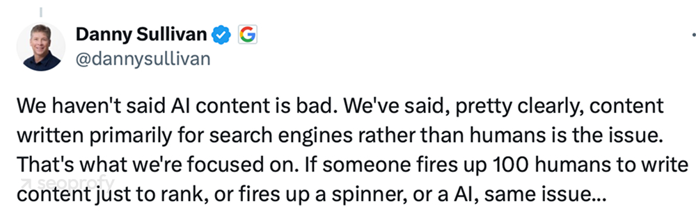 What Danny Sullivan says about AI content tools