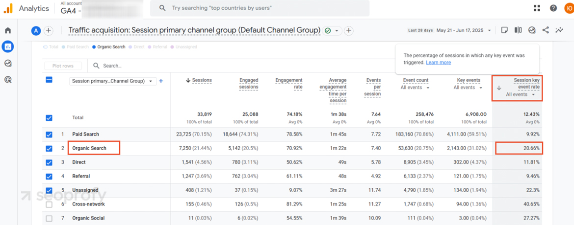 Filter Results to See What SEO Traffic Actually Does