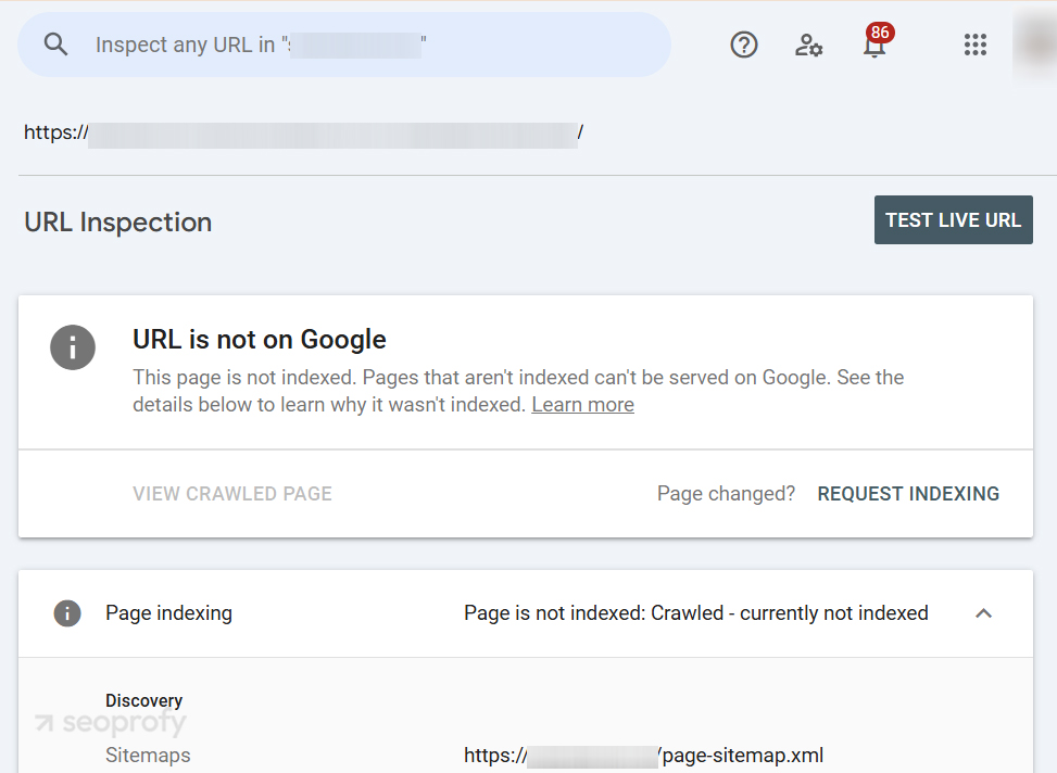 Inspecting Specific URLs in the Google Search Console