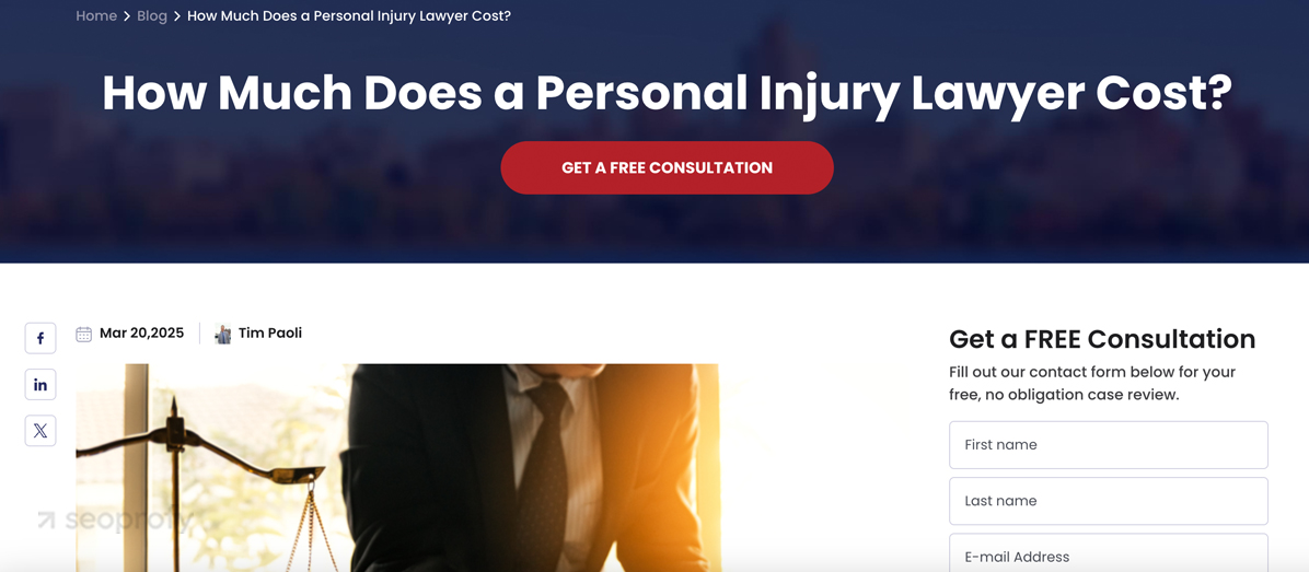 Page targets those who are already considering hiring a lawyer