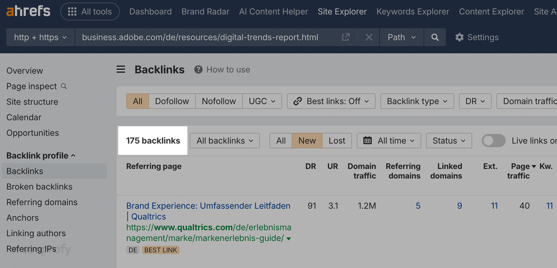 German Version has Picked Up 175 Local Backlinks