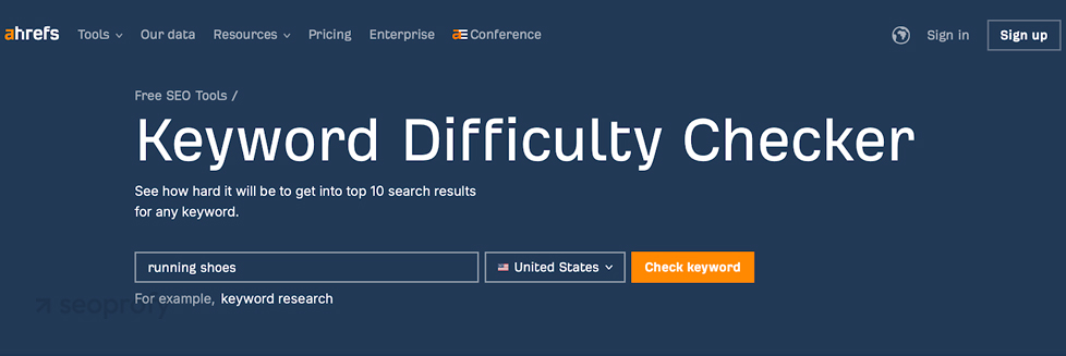 Ahrefs’ Keyword Difficulty Checker