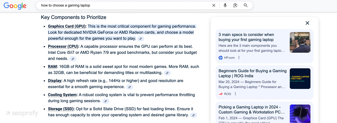 Google Search Results for “how to choose a gaming laptop”