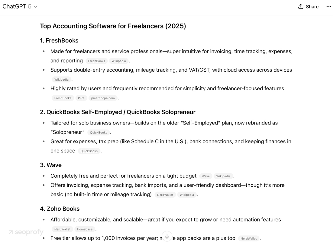 ChatGPT's Select a Few Trusted Sources to Create Answer