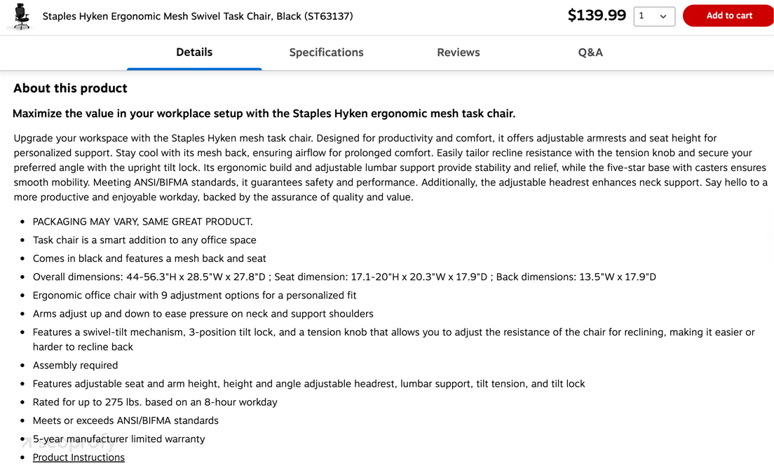 Details gives AI more than enough context to understand when the product matches the search intent