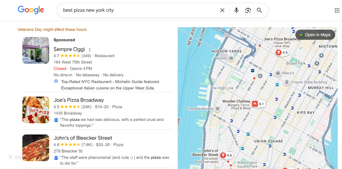 Shortlist of Three Local Businesses Displayed With a Map