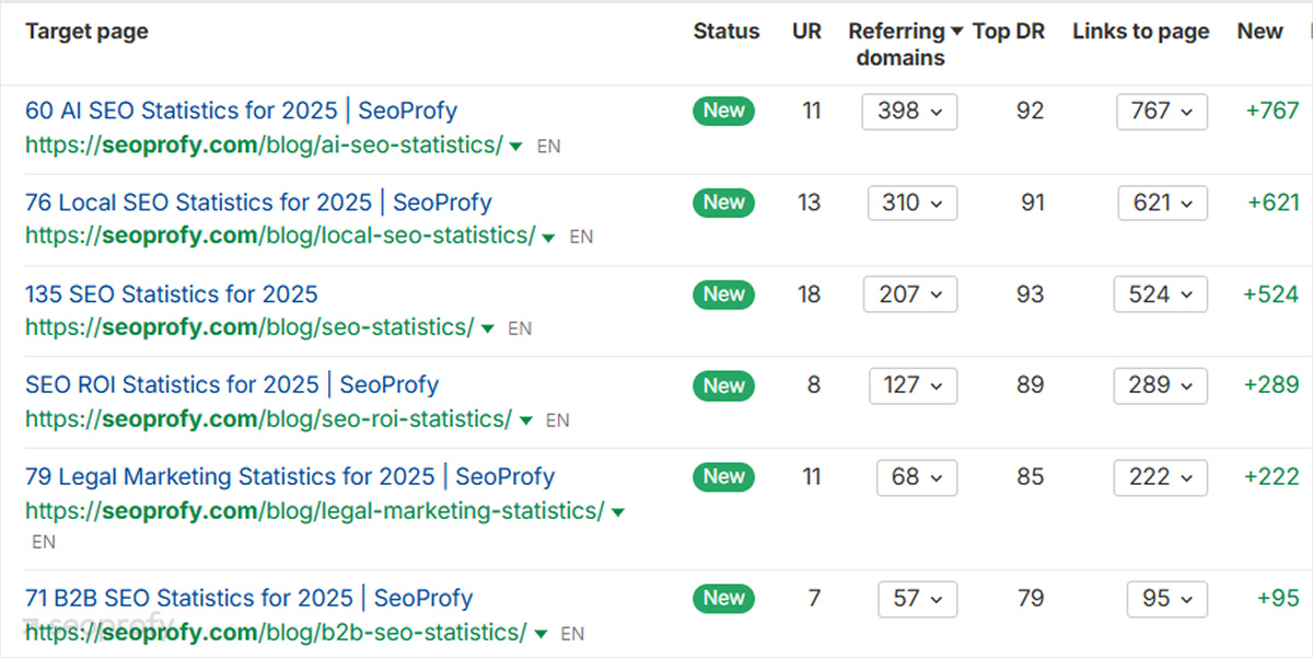 SEO Statistics Page