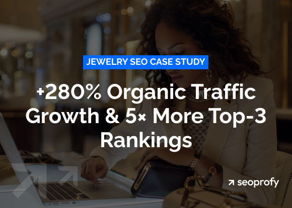 Jewelry SEO Case Study: +280% Organic Traffic Growth & 5× More Top-3 Rankings