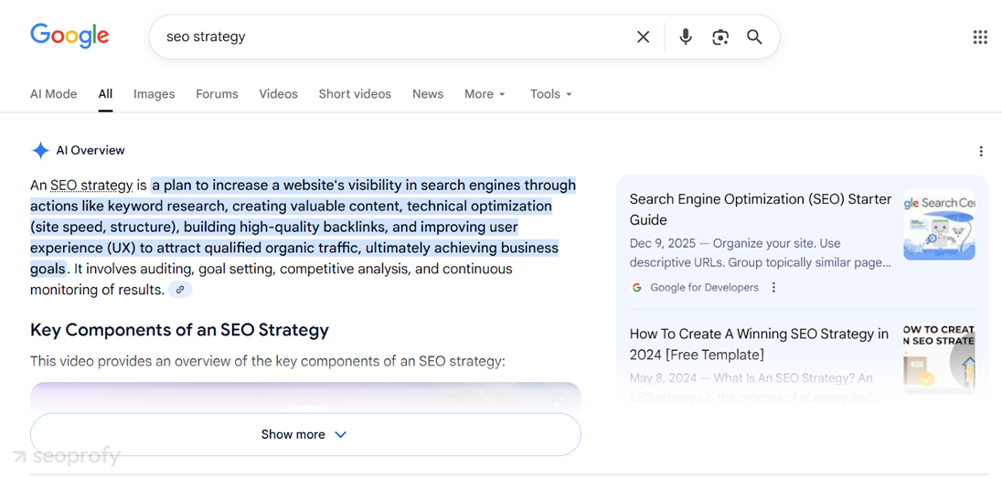 Check SERP features
