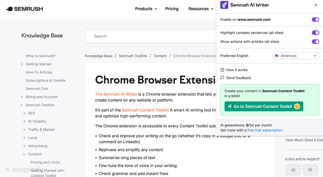 Semrush AI Writer and Editor