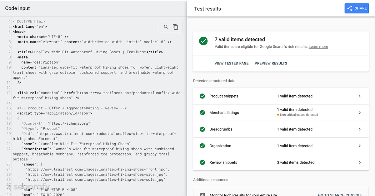 Check the Markup in Google’s Rich Results Test