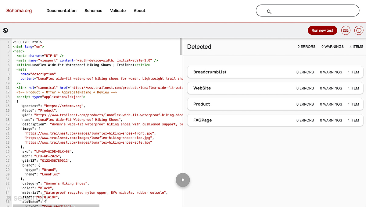 Check the Markup in Schema.org Validator