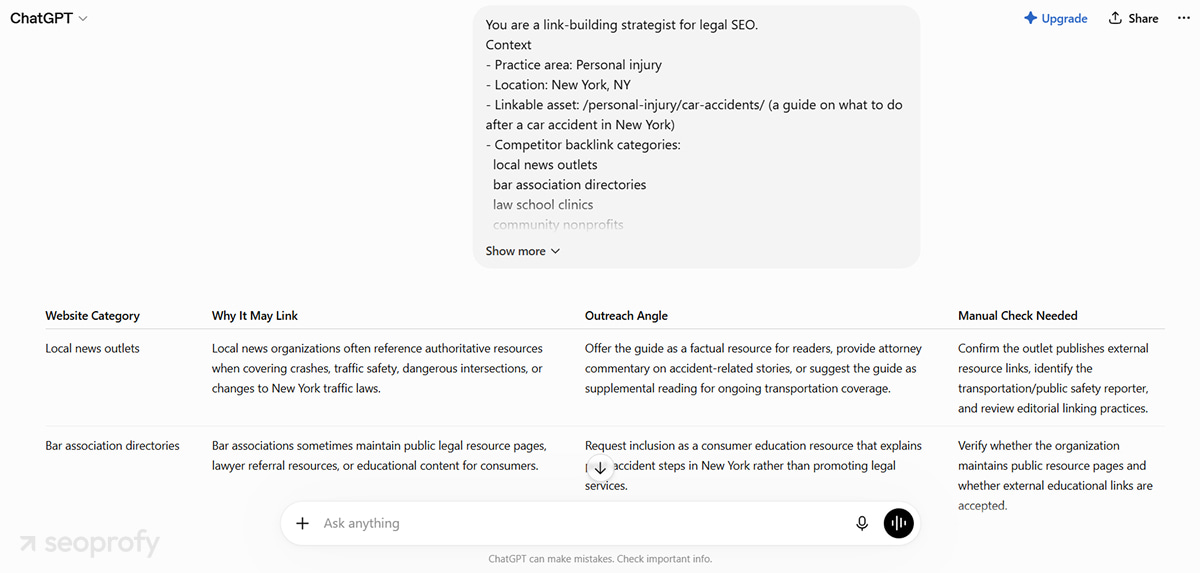 AI-Assisted Link Prospecting for Law Firms